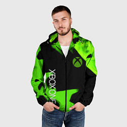 Ветровка с капюшоном мужская Xbox one green flame, цвет: 3D-черный — фото 2