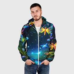 Ветровка с капюшоном мужская Сказочный лес - бабочки, цвет: 3D-белый — фото 2