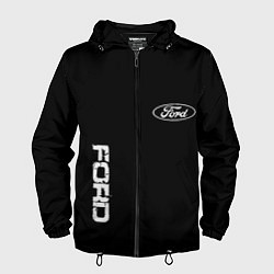 Ветровка с капюшоном мужская Ford logo white steel, цвет: 3D-черный