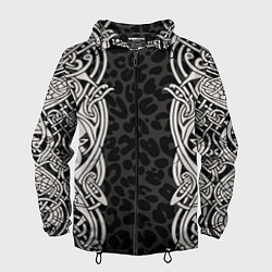 Ветровка с капюшоном мужская Скандинавский кельтский узор, цвет: 3D-черный
