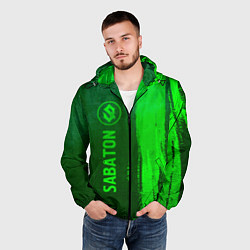 Ветровка с капюшоном мужская Sabaton - green gradient по-вертикали, цвет: 3D-черный — фото 2