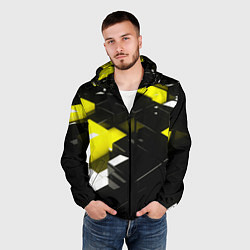 Ветровка с капюшоном мужская Абстракция обман зрения, цвет: 3D-черный — фото 2