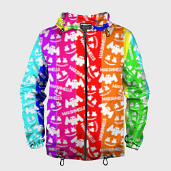 Ветровка с капюшоном мужская Marshmello rainbow, цвет: 3D-черный