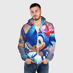 Ветровка с капюшоном мужская Sonic 1, цвет: 3D-белый — фото 2