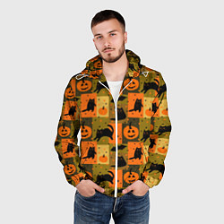 Ветровка с капюшоном мужская Хэллоуин мозаика, цвет: 3D-белый — фото 2