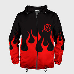 Ветровка с капюшоном мужская Linkin park logo fire, цвет: 3D-черный