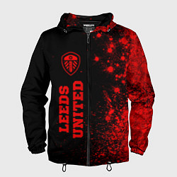 Ветровка с капюшоном мужская Leeds United - red gradient по-вертикали, цвет: 3D-черный