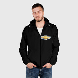 Ветровка с капюшоном мужская Chevrolet logo, цвет: 3D-черный — фото 2