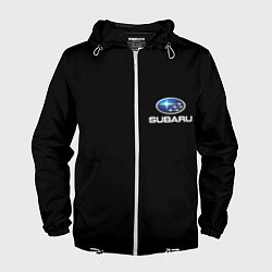 Ветровка с капюшоном мужская Subaru logo auto, цвет: 3D-белый