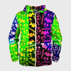 Ветровка с капюшоном мужская Marshmello pattern neon steel, цвет: 3D-белый