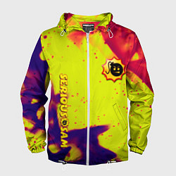 Ветровка с капюшоном мужская Serious Sam flame yellow, цвет: 3D-белый
