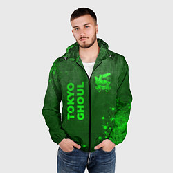 Ветровка с капюшоном мужская Tokyo Ghoul - green gradient вертикально, цвет: 3D-черный — фото 2