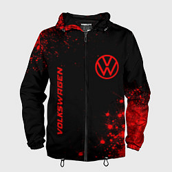 Ветровка с капюшоном мужская Volkswagen - red gradient вертикально, цвет: 3D-черный