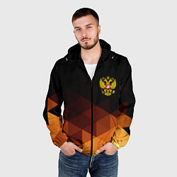 Ветровка с капюшоном мужская Герб России геометрия, цвет: 3D-черный — фото 2