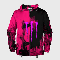 Ветровка с капюшоном мужская Monster energy fire pink, цвет: 3D-черный
