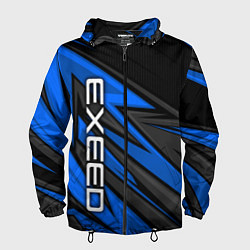 Ветровка с капюшоном мужская Exeed - синяя абстракция, цвет: 3D-черный