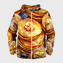 Ветровка с капюшоном мужская Блинчики, цвет: 3D-белый