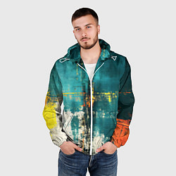 Ветровка с капюшоном мужская Ржавчина сине-белая, цвет: 3D-белый — фото 2