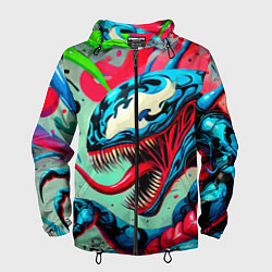 Ветровка с капюшоном мужская Свирепый Веном - граффити, цвет: 3D-черный