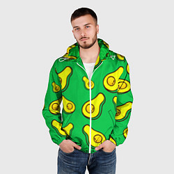 Ветровка с капюшоном мужская Зеленый авокадо, цвет: 3D-белый — фото 2