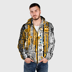 Ветровка с капюшоном мужская Cyberpunk pattern yellow, цвет: 3D-черный — фото 2