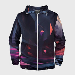 Ветровка с капюшоном мужская Абстрактный вихрь, цвет: 3D-белый