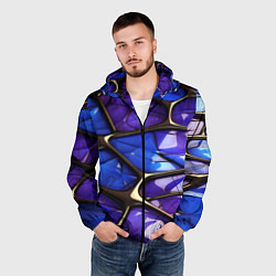 Ветровка с капюшоном мужская Синие и фиолетовые плиты, цвет: 3D-черный — фото 2