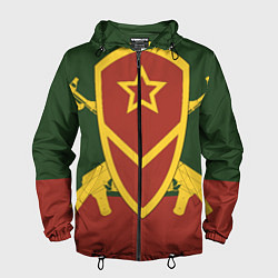 Ветровка с капюшоном мужская Мотострелковые войска: герб со щитом, цвет: 3D-черный