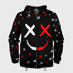Ветровка с капюшоном мужская Smile face, цвет: 3D-черный