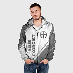Ветровка с капюшоном мужская Blue Exorcist - white gradient вертикально, цвет: 3D-черный — фото 2