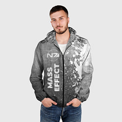 Ветровка с капюшоном мужская Mass Effect - grey gradient по-вертикали, цвет: 3D-черный — фото 2