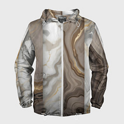 Ветровка с капюшоном мужская Дерево и мрамор, цвет: 3D-белый