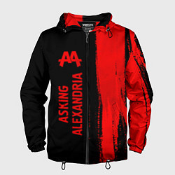 Ветровка с капюшоном мужская Asking Alexandria - red gradient по-вертикали, цвет: 3D-черный