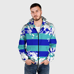 Ветровка с капюшоном мужская Капли краски, цвет: 3D-черный — фото 2