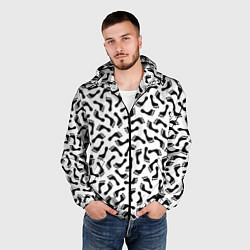 Ветровка с капюшоном мужская Следы, цвет: 3D-черный — фото 2