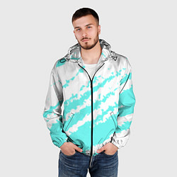 Ветровка с капюшоном мужская The color is light blue and white, цвет: 3D-черный — фото 2