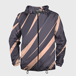 Ветровка с капюшоном мужская Перламутровый серый полосы, цвет: 3D-черный