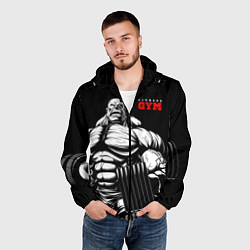 Ветровка с капюшоном мужская Fitness GYM - jock, цвет: 3D-черный — фото 2