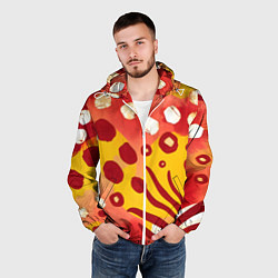 Ветровка с капюшоном мужская Африканский паттерн, цвет: 3D-белый — фото 2