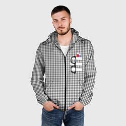 Ветровка с капюшоном мужская Черные очки висят на кармане, цвет: 3D-черный — фото 2