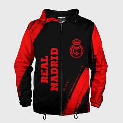 Ветровка с капюшоном мужская Real Madrid - red gradient вертикально, цвет: 3D-черный
