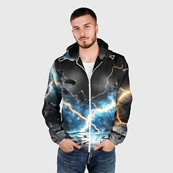 Ветровка с капюшоном мужская Разряд молний текстура, цвет: 3D-белый — фото 2