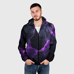 Ветровка с капюшоном мужская Фиолетово-черная объемная текстура, цвет: 3D-черный — фото 2
