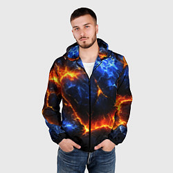 Ветровка с капюшоном мужская Лада и лед в разломе плит, цвет: 3D-черный — фото 2