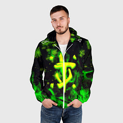 Ветровка с капюшоном мужская Doom кислотный снег в огне лого, цвет: 3D-белый — фото 2