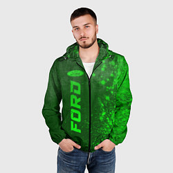 Ветровка с капюшоном мужская Ford - green gradient по-вертикали, цвет: 3D-черный — фото 2