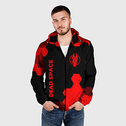 Ветровка с капюшоном мужская Dead Space - red gradient вертикально, цвет: 3D-черный — фото 2