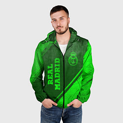 Ветровка с капюшоном мужская Real Madrid - green gradient вертикально, цвет: 3D-черный — фото 2