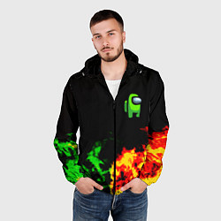 Ветровка с капюшоном мужская Амонг ас огненная текстура, цвет: 3D-черный — фото 2