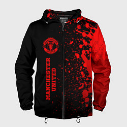 Ветровка с капюшоном мужская Manchester United - red gradient по-вертикали, цвет: 3D-черный